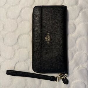 Coach Black Pebbled Leather Wristlet